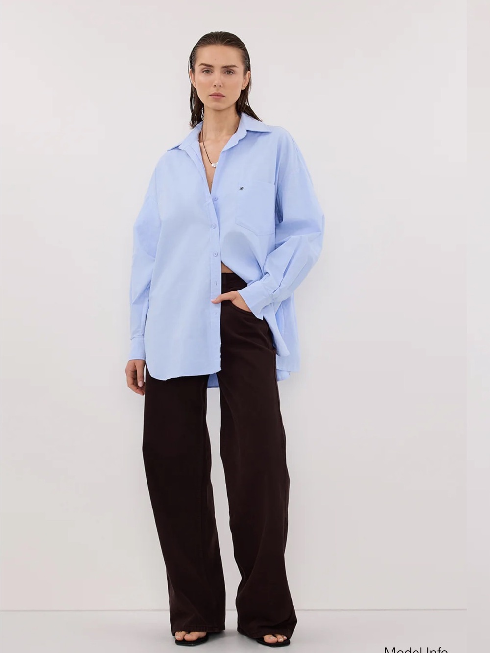 ISO DISSH Oversized Button-Down Shirt in Light Blue